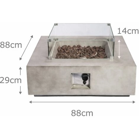 Braséro De Jardin Gaz Chauffage Extérieur Oxyde De Magnésium écran Verre Housse Protection Roches De Lave Teamson Home HF35708AA-EU - Gris 7 Braséro De Jardin Gaz Chauffage Extérieur Oxyde De Magnésium écran Verre Housse Protection Roches De Lave Teamson Home HF35708AA-EU - Gris – Image 5