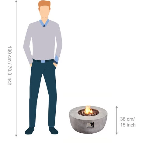 Braséro De Jardin à Gaz Chauffage Extérieur Oxyde De Magnésium Housse De Protection Pierres De Lave Gris Teamson Home HF36501AA-EU - Gris 7 Braséro De Jardin à Gaz Chauffage Extérieur Oxyde De Magnésium Housse De Protection Pierres De Lave Gris Teamson Home HF36501AA-EU - Gris – Image 5