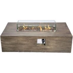 Braséro De Jardin Gaz Chauffage Extérieur Effet Bois Housse De Protection écran Pierres De Lave Marron Teamson Home HF48708AA-EU - Bois Foncé