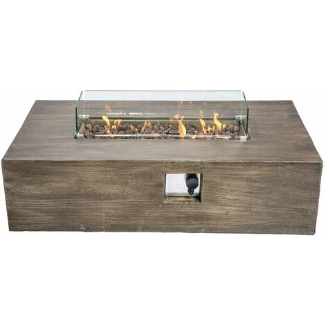 Braséro De Jardin Gaz Chauffage Extérieur Effet Bois Housse De Protection écran Pierres De Lave Marron Teamson Home HF48708AA-EU - Bois Foncé 4 Braséro De Jardin Gaz Chauffage Extérieur Effet Bois Housse De Protection écran Pierres De Lave Marron Teamson Home HF48708AA-EU - Bois Foncé – Image 2