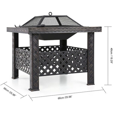 INTEROUGE Brasero / Barbecue Carré à Charbon 66cm 7 INTEROUGE Brasero / Barbecue Carré à Charbon 66cm – Image 5