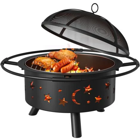 ZEBRAA Foyer De Chauffage Brasero Exterieur Jardin Barbecue BBQ Avec Couvercle + Baton 76*51cm 3 ZEBRAA Foyer De Chauffage Brasero Exterieur Jardin Barbecue BBQ Avec Couvercle + Baton 76*51cm