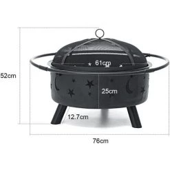 ZEBRAA Foyer De Chauffage Brasero Exterieur Jardin Barbecue BBQ Avec Couvercle + Baton 76*51cm 9 ZEBRAA Foyer De Chauffage Brasero Exterieur Jardin Barbecue BBQ Avec Couvercle + Baton 76*51cm -Chauffage d'extérieur Soldes 36879165 3