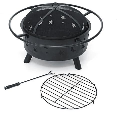 ZEBRAA Foyer De Chauffage Brasero Exterieur Jardin Barbecue BBQ Avec Couvercle + Baton 76*51cm 7 ZEBRAA Foyer De Chauffage Brasero Exterieur Jardin Barbecue BBQ Avec Couvercle + Baton 76*51cm – Image 5