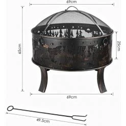 Fixkit Brasero De Jardin, 69x69x65cm, 27 '' Cheminée Exterieur, Grille Poker Et Charbon De Bois, Pour Chauffage / Barbecue, Bol à Feu Pour Le Jardin, Terrasse Et Plage, Motif D'Elan, Grand Cadeau 10 Fixkit Brasero De Jardin, 69x69x65cm, 27 '' Cheminée Exterieur, Grille Poker Et Charbon De Bois, Pour Chauffage / Barbecue, Bol à Feu Pour Le Jardin, Terrasse Et Plage, Motif D'Elan, Grand Cadeau -Chauffage d'extérieur Soldes 37282647 4