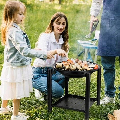 Fixkit Brasero De Jardin, Cheminée Avec Grill, Brasier Extérieur, Barbecue à Charbon De Bois, Avec Tisonnier Et Compartiment De Rangement Pour Bois, Pour Camping, Feu De Camp, Terrasse, Jardin,Ø 54.5cm 7 Fixkit Brasero De Jardin, Cheminée Avec Grill, Brasier Extérieur, Barbecue à Charbon De Bois, Avec Tisonnier Et Compartiment De Rangement Pour Bois, Pour Camping, Feu De Camp, Terrasse, Jardin,Ø 54.5cm – Image 5