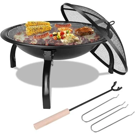 FEMOR Brasero Barbecue, Foyer Barbecue Pliant Et Portable, Brasero Exterieur Terrasse avec Grill & Couvercle & Fourchette à Feu, Pour Chauffage / Barbecue / Camping/ Pique-Nique (54x54x43cm) 3 FEMOR Brasero Barbecue, Foyer Barbecue Pliant Et Portable, Brasero Exterieur Terrasse avec Grill & Couvercle & Fourchette à Feu, Pour Chauffage / Barbecue / Camping/ Pique-Nique (54x54x43cm)