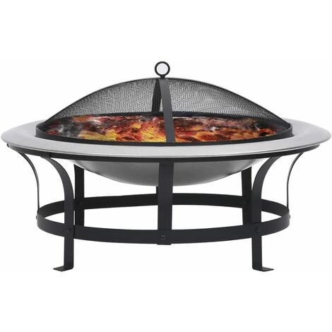 TRUE DEAL Foyer Extérieur Avec Gril En Acier Inoxydable 76 Cm 4 TRUE DEAL Foyer Extérieur Avec Gril En Acier Inoxydable 76 Cm – Image 2