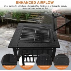 DIYOZZY Grille - Grill Carrée Multifonctionnelle De 81 * 81 * 45cm, Couvercle Anti - Poussière (boîte En Carton) Standard -Chauffage d'extérieur Soldes 37538034 3