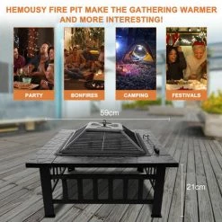 DIYOZZY Grille - Grill Carrée Multifonctionnelle De 81 * 81 * 45cm, Couvercle Anti - Poussière (boîte En Carton) Standard -Chauffage d'extérieur Soldes 37538034 4