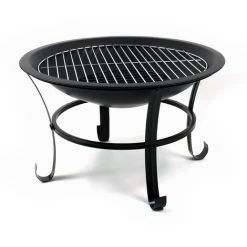 WILTEC Panier à Feu Ø56cm Avec Pare-étincelles Et Grille, 2en1 Foyer Et Plaque De Barbecue Avec Crochet -Chauffage d'extérieur Soldes 37829217 3
