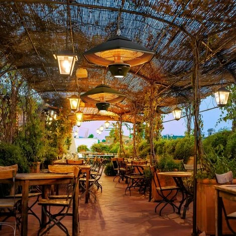 AREBOS Chauffage Infrarouge Plafond | Radiateur électrique Suspendu | | Chauffage De Terrasse (2.000W Avec Télécommande (Hexagonal)) - Noir 4 AREBOS Chauffage Infrarouge Plafond | Radiateur électrique Suspendu | | Chauffage De Terrasse (2.000W Avec Télécommande (Hexagonal)) - Noir – Image 2