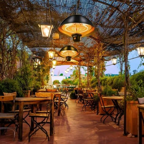 AREBOS Radiateur Plafont | Chauffage Infrarouge | Plafonier Radiant Pour Terrasse | 1500 W | Technologie Low-Glare | Intérieur Et Extérieur | IP34 | 3 Niveaux 500/1000/1500W | Télécommande | Noir - Noir 4 AREBOS Radiateur Plafont | Chauffage Infrarouge | Plafonier Radiant Pour Terrasse | 1500 W | Technologie Low-Glare | Intérieur Et Extérieur | IP34 | 3 Niveaux 500/1000/1500W | Télécommande | Noir - Noir – Image 2