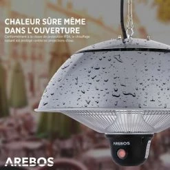 AREBOS Radiateur Infrarouge Plafont | Chauffage Radiant Terrasse | Protection IP34 | Tube Carbone | 1500W | Chaleur 360°| Télecommande | 3 Niveaux | Intérieur Et Extérieur | Argenté - Argent 10 AREBOS Radiateur Infrarouge Plafont | Chauffage Radiant Terrasse | Protection IP34 | Tube Carbone | 1500W | Chaleur 360°| Télecommande | 3 Niveaux | Intérieur Et Extérieur | Argenté - Argent -Chauffage d'extérieur Soldes 39026559 4