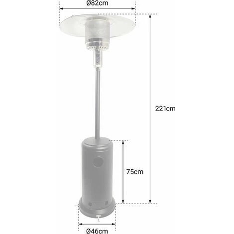 HAPPY GARDEN Parasol Chauffant OSLO - Chauffage D'extérieur Gaz - Acier Noir + Housse - Noir 6 HAPPY GARDEN Parasol Chauffant OSLO - Chauffage D'extérieur Gaz - Acier Noir + Housse - Noir – Image 4