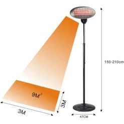 Chauffage Radiant Infrarouge Quartz Pour Terrasse Kekai Terrace 2000W Hauteur Puissance Réglable 120-210 Cm -Chauffage d'extérieur Soldes 39227860 2