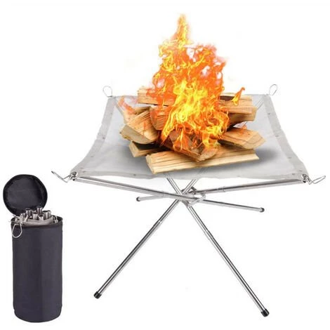 LITZEE Portable Outdoor Fire Pit, Foldable Barbecue/Heating Grill, Camping Fire Pit, With Carry Bag, Stainless Steel, For Patio, Camping, Garden, Travel (42 X 42 X 33 Cm) 3 LITZEE Portable Outdoor Fire Pit, Foldable Barbecue/Heating Grill, Camping Fire Pit, With Carry Bag, Stainless Steel, For Patio, Camping, Garden, Travel (42 X 42 X 33 Cm)