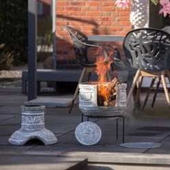 TRUE DEAL RedFire Cheminée Avec Gril Acopulco Argile Gris Clair 10 TRUE DEAL RedFire Cheminée Avec Gril Acopulco Argile Gris Clair -Chauffage d'extérieur Soldes 39392270 4