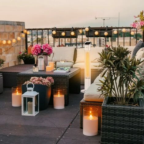 AREBOS Chauffage Infrarouge | Radiateur Radiant électrique | Sur Pied | 2000 W | 2 Niveaux | Minuterie 24 Heures | Télécommande | Tube Carbone | Intérieur Et Extérieur | Chauffage De Terrasse | Argent - Argent 4 AREBOS Chauffage Infrarouge | Radiateur Radiant électrique | Sur Pied | 2000 W | 2 Niveaux | Minuterie 24 Heures | Télécommande | Tube Carbone | Intérieur Et Extérieur | Chauffage De Terrasse | Argent - Argent – Image 2