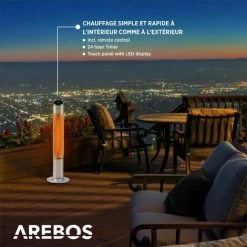 AREBOS Chauffage Infrarouge | Radiateur Radiant électrique | Sur Pied | 2000 W | 2 Niveaux | Minuterie 24 Heures | Télécommande | Tube Carbone | Intérieur Et Extérieur | Chauffage De Terrasse | Argent - Argent 10 AREBOS Chauffage Infrarouge | Radiateur Radiant électrique | Sur Pied | 2000 W | 2 Niveaux | Minuterie 24 Heures | Télécommande | Tube Carbone | Intérieur Et Extérieur | Chauffage De Terrasse | Argent - Argent -Chauffage d'extérieur Soldes 39669675 4