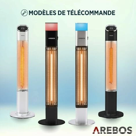 AREBOS Chauffage Infrarouge | Radiateur Radiant électrique | Sur Pied | 2000 W | 2 Niveaux | Minuterie 24 Heures | Télécommande | Tube Carbone | Intérieur Et Extérieur | Chauffage De Terrasse | Argent - Argent 7 AREBOS Chauffage Infrarouge | Radiateur Radiant électrique | Sur Pied | 2000 W | 2 Niveaux | Minuterie 24 Heures | Télécommande | Tube Carbone | Intérieur Et Extérieur | Chauffage De Terrasse | Argent - Argent – Image 5