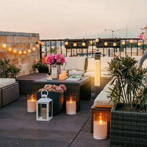 AREBOS Chauffage Infrarouge | Radiateur Radiant électrique | Sur Pied | 2000 W | 2 Niveaux | Minuterie 24 Heures | Télécommande | Tube Carbone | Intérieur Et Extérieur | Chauffage De Terrasse | Noir - Noir 4 AREBOS Chauffage Infrarouge | Radiateur Radiant électrique | Sur Pied | 2000 W | 2 Niveaux | Minuterie 24 Heures | Télécommande | Tube Carbone | Intérieur Et Extérieur | Chauffage De Terrasse | Noir - Noir – Image 2