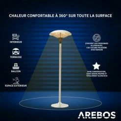 AREBOS Chauffage Sur Pied | Lampe Chauffante Pour Terrasse | 2 Niveaux & 2 Tubes De Chauffage | Avec Tige Télescopique Réglable En Hauteur | Interrupteur à Bascule | Rayonnement Thermique à 360 ° 11 AREBOS Chauffage Sur Pied | Lampe Chauffante Pour Terrasse | 2 Niveaux & 2 Tubes De Chauffage | Avec Tige Télescopique Réglable En Hauteur | Interrupteur à Bascule | Rayonnement Thermique à 360 ° -Chauffage d'extérieur Soldes 39838092 5