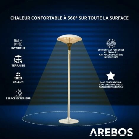 AREBOS Chauffage Sur Pied | Lampe Chauffante Pour Terrasse | 2 Niveaux & 2 Tubes De Chauffage | Avec Tige Télescopique Réglable En Hauteur | Interrupteur à Bascule | Rayonnement Thermique à 360 ° 7 AREBOS Chauffage Sur Pied | Lampe Chauffante Pour Terrasse | 2 Niveaux & 2 Tubes De Chauffage | Avec Tige Télescopique Réglable En Hauteur | Interrupteur à Bascule | Rayonnement Thermique à 360 ° – Image 5