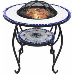 HAPPYSHOPPING Table De Foyer Mosaïque Bleu Et Blanc 68 Cm Ceramique 9 HAPPYSHOPPING Table De Foyer Mosaïque Bleu Et Blanc 68 Cm Ceramique -Chauffage d'extérieur Soldes 40279633 3