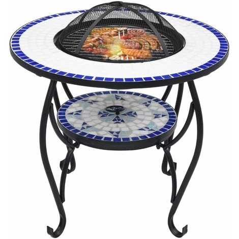 HAPPYSHOPPING Table De Foyer Mosaïque Bleu Et Blanc 68 Cm Ceramique 5 HAPPYSHOPPING Table De Foyer Mosaïque Bleu Et Blanc 68 Cm Ceramique – Image 3