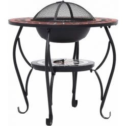 HAPPYSHOPPING Table De Foyer Mosaïque Terre Cuite Et Blanc 68 Cm Ceramique 11 HAPPYSHOPPING Table De Foyer Mosaïque Terre Cuite Et Blanc 68 Cm Ceramique -Chauffage d'extérieur Soldes 40279659 5