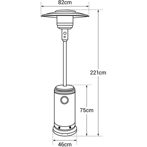 BENEFFITO KOHALA - Parasol Chauffant Acier Inoxydable Gris - Chauffage D'Extérieur à Gaz - Surface De Chauffe 30m2 - Housse Noire - Allumage Facile - Roulettes - Inox 6 BENEFFITO KOHALA - Parasol Chauffant Acier Inoxydable Gris - Chauffage D'Extérieur à Gaz - Surface De Chauffe 30m2 - Housse Noire - Allumage Facile - Roulettes - Inox – Image 4