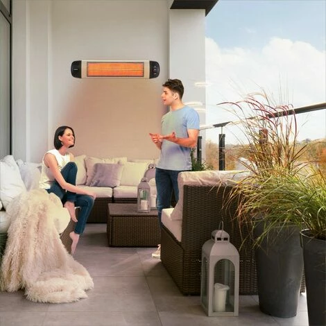 AREBOS Hauffage Radiant Infrarouge 2500 W | Radiateur Terrasse | Télécommande | 3 Réglages De Chaleur | Matériel De Montage Inclus | Murale | Inclination 90° | Chauffage De Plafond | Argenté - Argent 4 AREBOS Hauffage Radiant Infrarouge 2500 W | Radiateur Terrasse | Télécommande | 3 Réglages De Chaleur | Matériel De Montage Inclus | Murale | Inclination 90° | Chauffage De Plafond | Argenté - Argent – Image 2