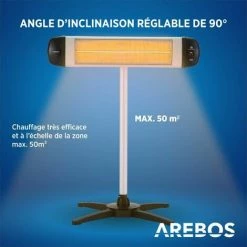 STARTSEITE>GARTEN, SCHWIMMBAD>GARTENMöBEL UND SPIELE>HEIZPILZ, OUTDOOR HEIZUNG & AREBOS Chauffage Radiant Infrarouge | Radiateur électrique | 2500 W | Télécommande | Support Transversal | Réglable En Hauteur | Protection IP34 | 3 Niveaux | Fixation Murale | Intérieur Et Extérieur 11 STARTSEITE>GARTEN, SCHWIMMBAD>GARTENMöBEL UND SPIELE>HEIZPILZ, OUTDOOR HEIZUNG & AREBOS Chauffage Radiant Infrarouge | Radiateur électrique | 2500 W | Télécommande | Support Transversal | Réglable En Hauteur | Protection IP34 | 3 Niveaux | Fixation Murale | Intérieur Et Extérieur -Chauffage d'extérieur Soldes 40540458 5