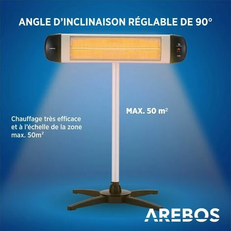 STARTSEITE>GARTEN, SCHWIMMBAD>GARTENMöBEL UND SPIELE>HEIZPILZ, OUTDOOR HEIZUNG & AREBOS Chauffage Radiant Infrarouge | Radiateur électrique | 2500 W | Télécommande | Support Transversal | Réglable En Hauteur | Protection IP34 | 3 Niveaux | Fixation Murale | Intérieur Et Extérieur 7 STARTSEITE>GARTEN, SCHWIMMBAD>GARTENMöBEL UND SPIELE>HEIZPILZ, OUTDOOR HEIZUNG & AREBOS Chauffage Radiant Infrarouge | Radiateur électrique | 2500 W | Télécommande | Support Transversal | Réglable En Hauteur | Protection IP34 | 3 Niveaux | Fixation Murale | Intérieur Et Extérieur – Image 5