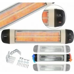 AREBOS Chauffage Radiant Infrarouge 2500 W | Radiateur électrique| Protection IP34 | Réglable à L'infini | Fixation Murale | Chauffage De Patio | Argenté - Argent