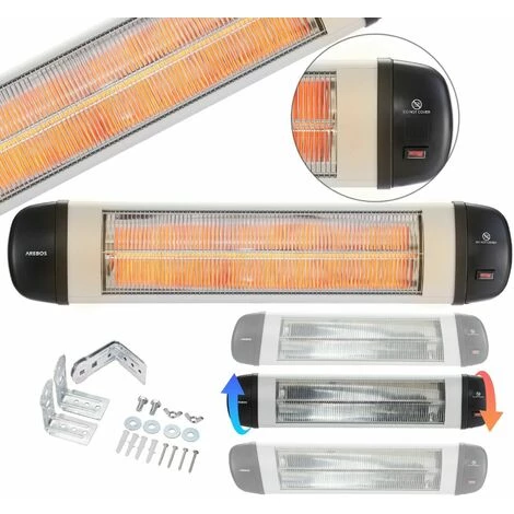 AREBOS Chauffage Radiant Infrarouge 2500 W | Radiateur électrique| Protection IP34 | Réglable à L'infini | Fixation Murale | Chauffage De Patio | Argenté - Argent 3 AREBOS Chauffage Radiant Infrarouge 2500 W | Radiateur électrique| Protection IP34 | Réglable à L'infini | Fixation Murale | Chauffage De Patio | Argenté - Argent