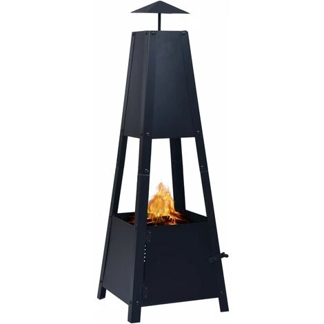 TRUE DEAL Foyer Noir 35x35x99 Cm Acier 4 TRUE DEAL Foyer Noir 35x35x99 Cm Acier – Image 2