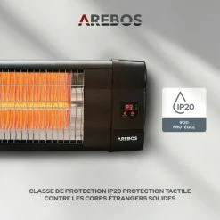 AREBOS Radiateur Infrarouge | Chauffage Radiant Terrasse | Protection IP20 | Tube Carbone | Murale | 2500W | Inclination 90°| Télecommande | 3 Niveaux | Intérieur Et Extérieur | Noir 10 AREBOS Radiateur Infrarouge | Chauffage Radiant Terrasse | Protection IP20 | Tube Carbone | Murale | 2500W | Inclination 90°| Télecommande | 3 Niveaux | Intérieur Et Extérieur | Noir -Chauffage d'extérieur Soldes 41380942 4