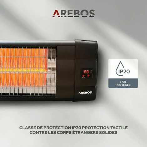 AREBOS Radiateur Infrarouge | Chauffage Radiant Terrasse | Protection IP20 | Tube Carbone | Murale | 2500W | Inclination 90°| Télecommande | 3 Niveaux | Intérieur Et Extérieur | Noir 6 AREBOS Radiateur Infrarouge | Chauffage Radiant Terrasse | Protection IP20 | Tube Carbone | Murale | 2500W | Inclination 90°| Télecommande | 3 Niveaux | Intérieur Et Extérieur | Noir – Image 4