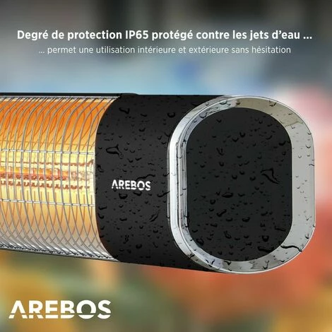 AREBOS Chauffage Radiant Infrarouge 2000 W | Radiateur électrique| Télécommande | 2 Puissances | Inclinaison De 60° | Matériel De Fixation | Murale | Noir - Noir 6 AREBOS Chauffage Radiant Infrarouge 2000 W | Radiateur électrique| Télécommande | 2 Puissances | Inclinaison De 60° | Matériel De Fixation | Murale | Noir - Noir – Image 4
