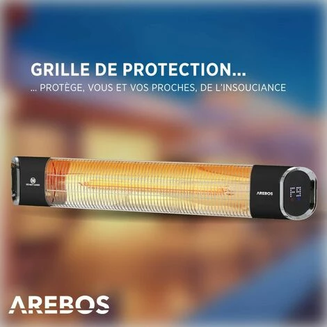 AREBOS Chauffage Radiant Infrarouge 2000 W | Radiateur électrique| Télécommande | 2 Puissances | Inclinaison De 60° | Matériel De Fixation | Murale | Noir - Noir 7 AREBOS Chauffage Radiant Infrarouge 2000 W | Radiateur électrique| Télécommande | 2 Puissances | Inclinaison De 60° | Matériel De Fixation | Murale | Noir - Noir – Image 5
