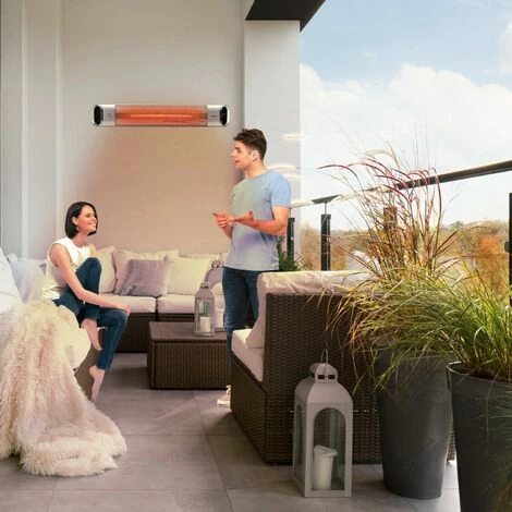 AREBOS Chauffage Radiant Infrarouge | Radiateur électrique | 2000 W| Télécommande | 2 Niveaux De Chaleur | Inclinasion 60° | Matériel De Fixation | Murale | Affichage LED | Argenté - Argent 4 AREBOS Chauffage Radiant Infrarouge | Radiateur électrique | 2000 W| Télécommande | 2 Niveaux De Chaleur | Inclinasion 60° | Matériel De Fixation | Murale | Affichage LED | Argenté - Argent – Image 2