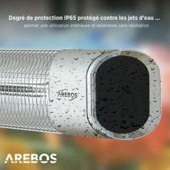 AREBOS Chauffage Radiant Infrarouge | Radiateur électrique | 2000 W| Télécommande | 2 Niveaux De Chaleur | Inclinasion 60° | Matériel De Fixation | Murale | Affichage LED | Argenté - Argent 10 AREBOS Chauffage Radiant Infrarouge | Radiateur électrique | 2000 W| Télécommande | 2 Niveaux De Chaleur | Inclinasion 60° | Matériel De Fixation | Murale | Affichage LED | Argenté - Argent -Chauffage d'extérieur Soldes 41828853 4