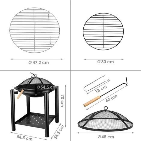 PEDY Brasero De Jardin, Cheminée Avec Grill,Ø 54.5cm 4 PEDY Brasero De Jardin, Cheminée Avec Grill,Ø 54.5cm – Image 2
