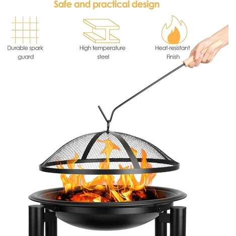 PEDY Brasero De Jardin, Cheminée Avec Grill,Ø 54.5cm 5 PEDY Brasero De Jardin, Cheminée Avec Grill,Ø 54.5cm – Image 3