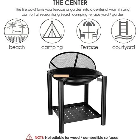 PEDY Brasero De Jardin, Cheminée Avec Grill,Ø 54.5cm 6 PEDY Brasero De Jardin, Cheminée Avec Grill,Ø 54.5cm – Image 4