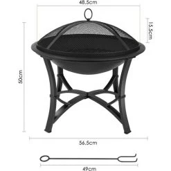 BAMNY Brasero Exterieur ?56,5 * 50cm, Foyer Barbecue Exterieur, Brasero De Jardin Avec Grill & Fourchette à Feu & Couvercle De Protection Contre Les étincelles, Pour Barbecue/Chauffage -Chauffage d'extérieur Soldes 42678129 5