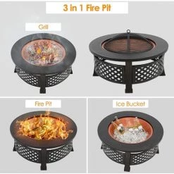 BAMNY Brasero Exterieur 81*81*51cm,Brasero De Jardin,Foyer De Chauffage,Terrasse BBQ,Brasero Barbecue,avec 304 Grill En Acier Inoxydable,Couvercle De Protection Contre Les étincelles, Fête/Patio/Camp,Ronde 8 BAMNY Brasero Exterieur 81*81*51cm,Brasero De Jardin,Foyer De Chauffage,Terrasse BBQ,Brasero Barbecue,avec 304 Grill En Acier Inoxydable,Couvercle De Protection Contre Les étincelles, Fête/Patio/Camp,Ronde -Chauffage d'extérieur Soldes 42685179 2