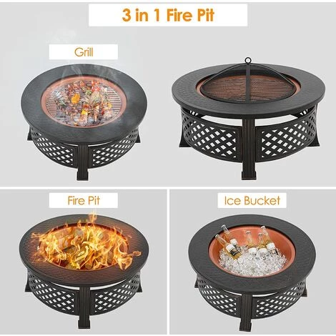 BAMNY Brasero Exterieur 81*81*51cm,Brasero De Jardin,Foyer De Chauffage,Terrasse BBQ,Brasero Barbecue,avec 304 Grill En Acier Inoxydable,Couvercle De Protection Contre Les étincelles, Fête/Patio/Camp,Ronde 4 BAMNY Brasero Exterieur 81*81*51cm,Brasero De Jardin,Foyer De Chauffage,Terrasse BBQ,Brasero Barbecue,avec 304 Grill En Acier Inoxydable,Couvercle De Protection Contre Les étincelles, Fête/Patio/Camp,Ronde – Image 2